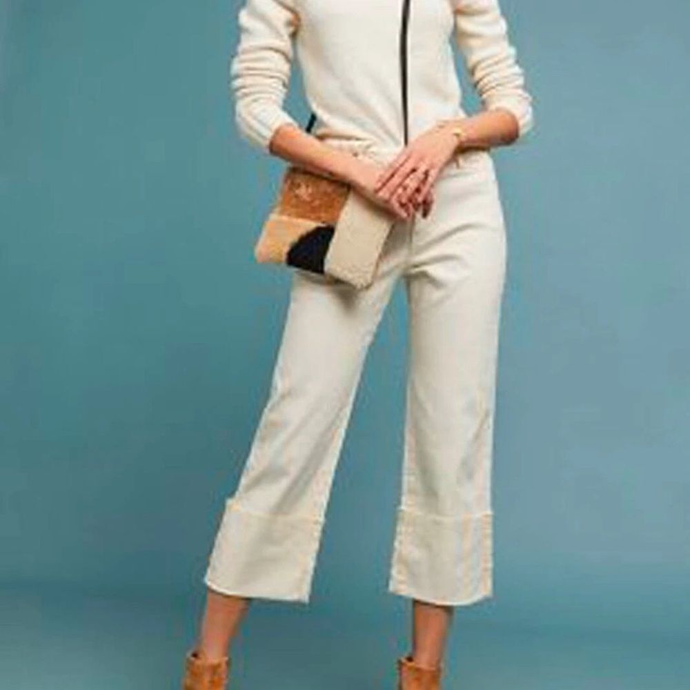 Anthropologie Pilcro Cream Ankle Cropped Jeans Versatile Design